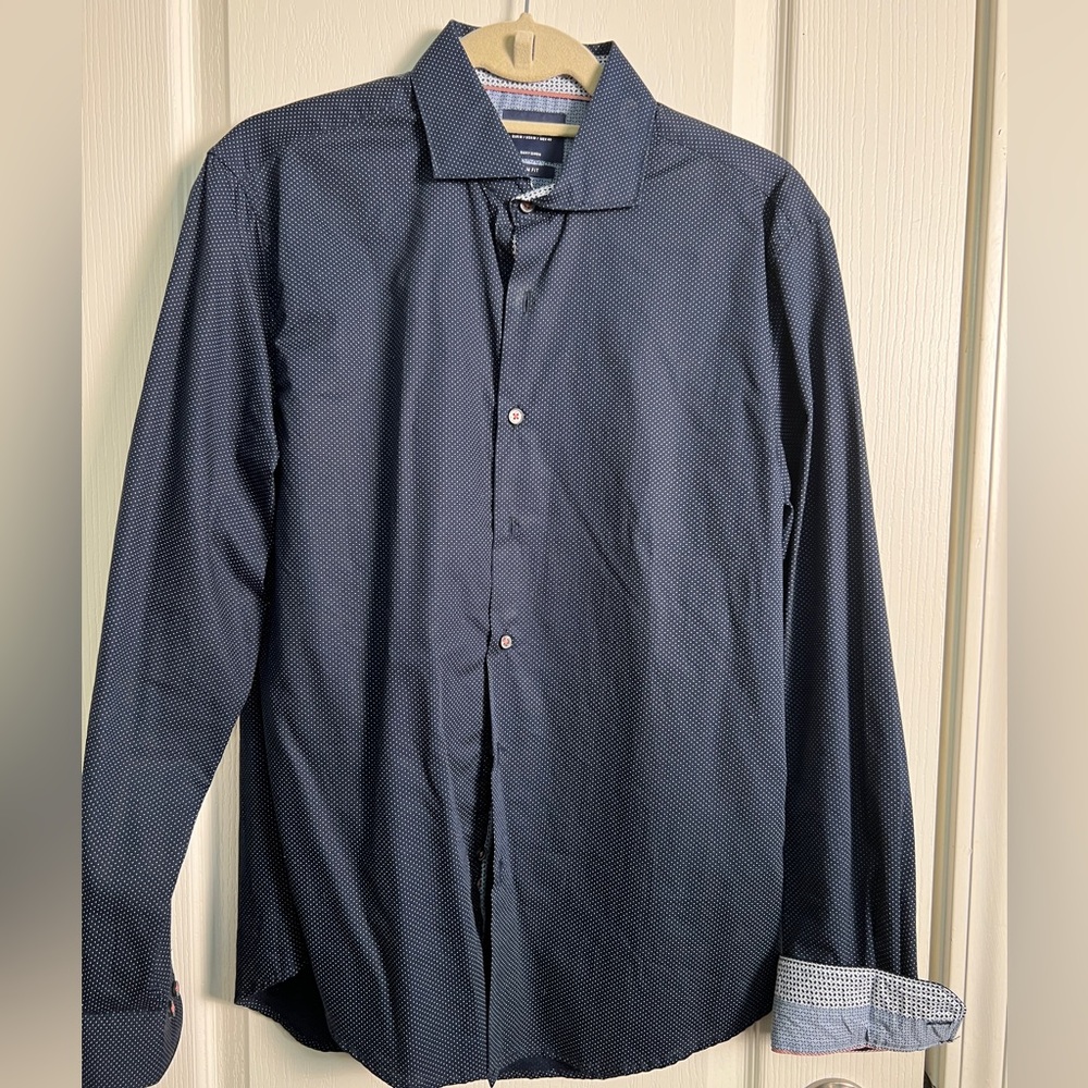 Dress shirt denim and flower size medium color navy